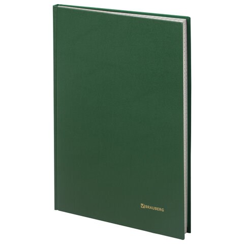 Книга учета 96 л., клетка, твердая, бумвинил, блок офсет, А4 (200х290 мм), BRAUBERG, зеленая, 130222 130222