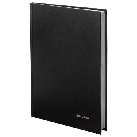 Книга учета 96 л., клетка, твердая, бумвинил, блок офсет, А4 (200х290 мм), BRAUBERG, черная, 130223 130223