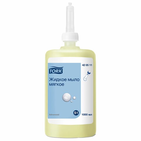 Картридж с жидким мылом одноразовый TORK (Система S1) Advanced, 1 л, мягкое, 420511 608891