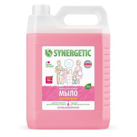 Мыло жидкое 5 л SYNERGETIC, "Аромамагия" гипоаллергенное, биоразлагаемое, ЭКО, 105504 606749