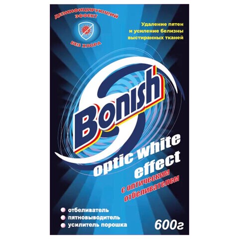 Средство для удаления пятен 600 г, BONISH (Бониш) "Optic white effect", без хлора 603906