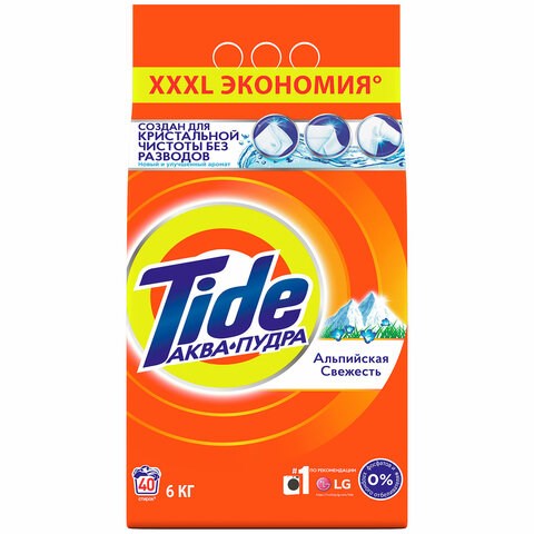 Стиральный порошок-автомат 6 кг, TIDE (Тайд) "Альпийская свежесть", 700271 603159