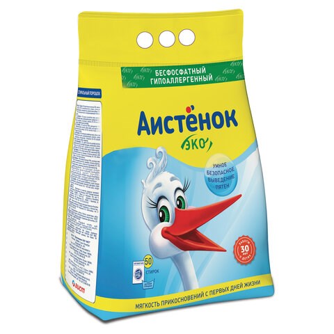Стиральный порошок для всех типов стирки, 4 кг, АИСТЁНОК "Волшебный вихрь", бесфосфатный, 4301010015 604880