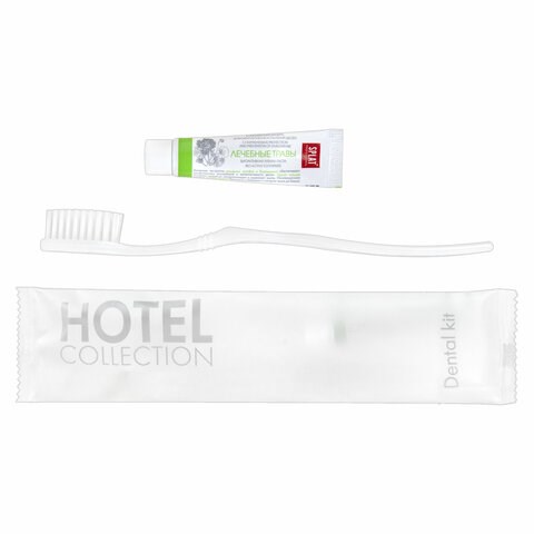 Зубной набор КОМПЛЕКТ 300 шт., HOTEL COLLECTION (зубная щётка + зубная паста 5 г), саше, флоупак, 2000306/1 608843