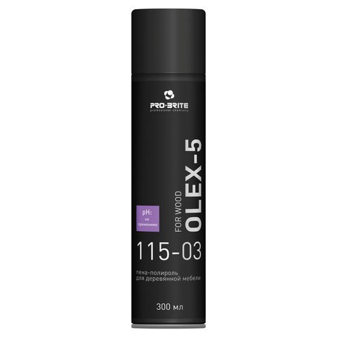 Полироль-пена для мебели 300 мл, PRO-BRITE OLEX-5 For Wood, очищает, придает блеск, аэрозоль, 115-03 605243