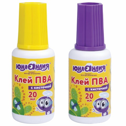Клей ПВА с кисточкой, 20 г, ЮНЛАНДИЯ, 228420 228420