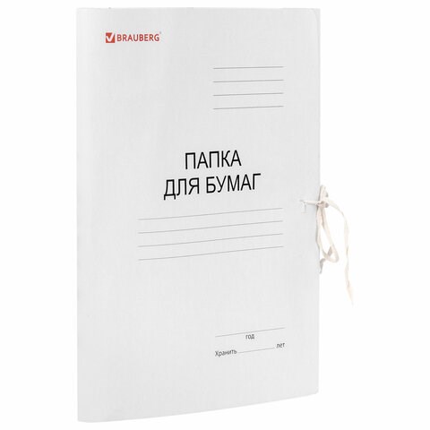 Папка для бумаг с завязками картонная мелованная BRAUBERG, гарантированная плотность 320 г/м2, до 200 листов, 121513 121513