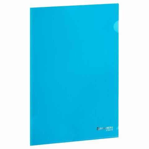 Папка-уголок плотная BRAUBERG SUPER, 0,18 мм, синяя, 270479 270479