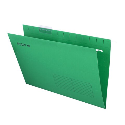 Подвесные папки A4/Foolscap (404х240 мм) до 80 л., КОМПЛЕКТ 10 шт., зеленые, картон, STAFF, 270934 270934