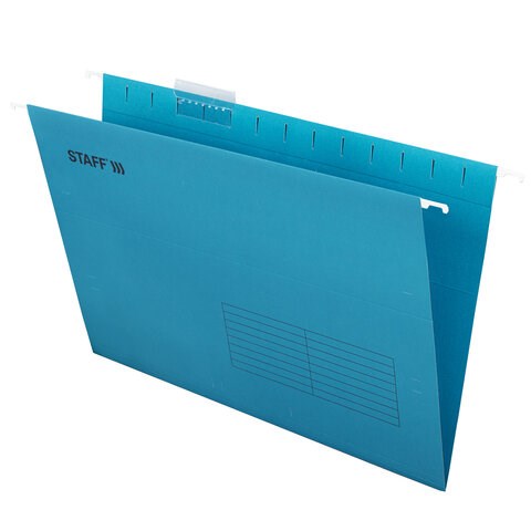 Подвесные папки А4/Foolscap (404х240 мм) до 80 л., КОМПЛЕКТ 10 шт., синие, картон, STAFF, 270933 270933