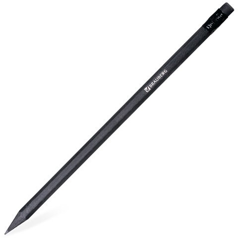 Карандаш чернографитный BRAUBERG, 1 шт., "Black Jack", НВ, с ластиком, черное дерево, корпус черный, 180609 180609