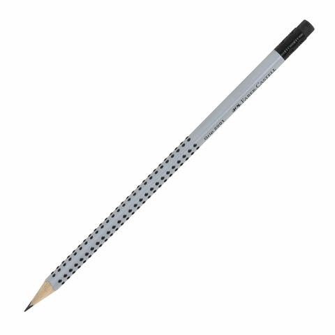 Карандаш чернографитный FABER-CASTELL, 1 шт., "Grip 2001", HB, трехгранный, с ластиком, 117200 180939