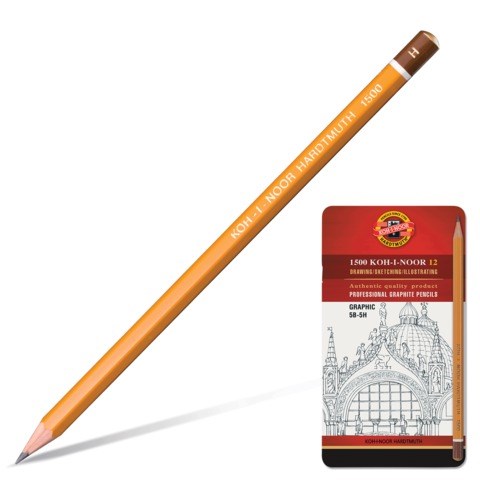 Карандаши чернографитные KOH-I-NOOR, НАБОР 12 шт.,"Graphic", 5В-5H, без резинки, 1502012009PL 180810
