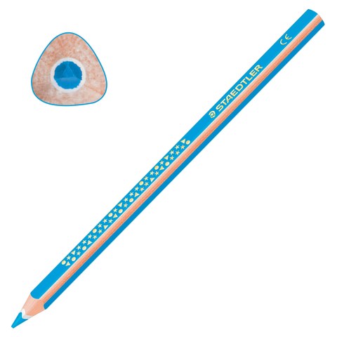 Карандаш цветной утолщенный STAEDTLER "Noris club", 1 шт., трехгранный, грифель 4 мм, голубой, натуральное дерево, 1284-30 181210