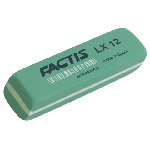 Ластик большой FACTIS LX 12 (Испания), 74х24х13 мм, зеленый, прямоугольный, скошенные края, CPFLX12 228012