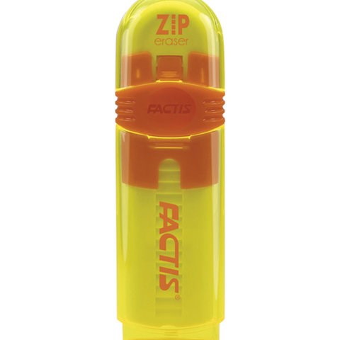 Ластик выдвижной FACTIS ZIP (Испания), 80x10x10 мм, белый, пластиковый корпус ассорти, PTF1030 228023