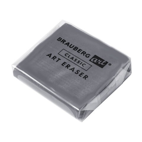 Ластик-клячка художественный BRAUBERG ART "CLASSIC" 40х36х10 мм, супермягкий, серый, 228064 228064