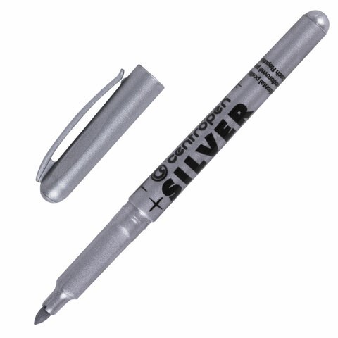 Маркер для декорирования СЕРЕБРЯНЫЙ CENTROPEN, круглый наконечник, 1,5-3 мм, 2690, 6 2690 0194 150321