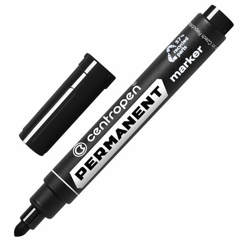 Маркер перманентный CENTROPEN 8566, ЧЕРНЫЙ, круглый наконечник, 2,5 мм, 5 8566 0112 150061