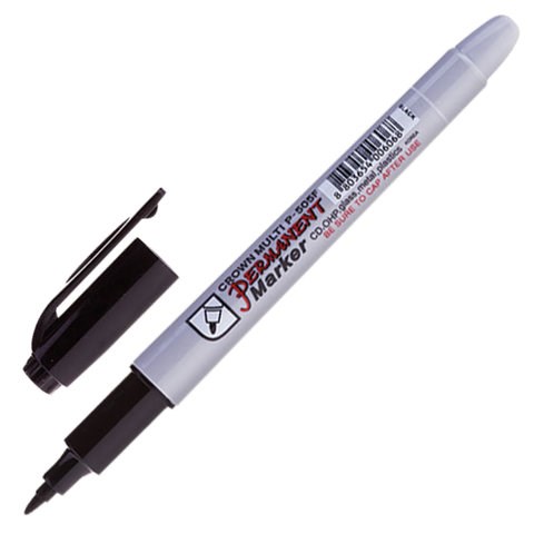 Маркер перманентный CROWN "Multi Marker Super Slim", ЧЕРНЫЙ, тонкий, 1 мм, P-505F 151548
