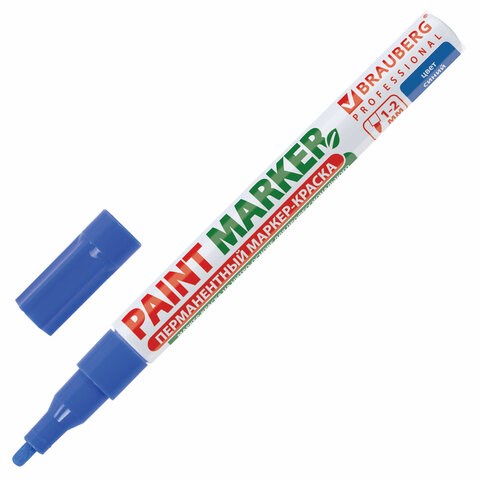 Маркер-краска лаковый (paint marker) 2 мм, СИНИЙ, БЕЗ КСИЛОЛА (без запаха), алюминий, BRAUBERG PROFESSIONAL, 150864 150864