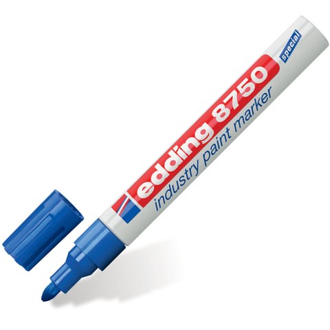 Маркер-краска лаковый (paint marker) EDDING "8750", СИНИЙ, 2-4 мм, круглый наконечник, алюминиевый корпус, E-8750/3 150598