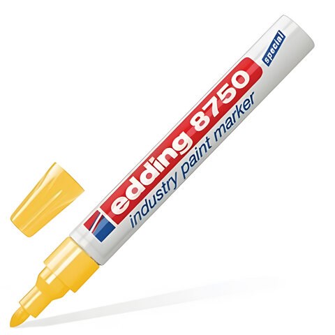 Маркер-краска лаковый (paint marker) EDDING 8750, ЖЕЛТЫЙ, 2-4 мм, круглый наконечник, алюминиевый корпус, Е-8750/5 150713