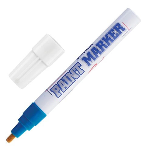 Маркер-краска лаковый (paint marker) MUNHWA, 4 мм, СИНИЙ, нитро-основа, алюминиевый корпус, PM-02 151479