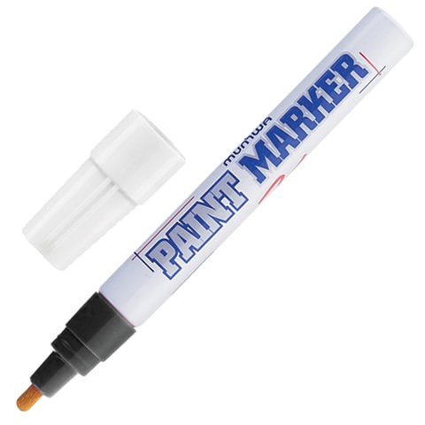 Маркер-краска лаковый (paint marker) MUNHWA, 4 мм, ЧЕРНЫЙ, нитро-основа, алюминиевый корпус, PM-01 151481