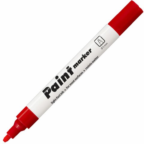 Маркер-краска лаковый (paint marker) КРАСНЫЙ CENTROPEN, скошенный наконечник, 1-5 мм, 9100, 5 9100 9904 152091