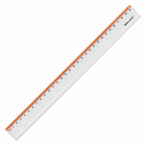 Линейка пластиковая 30 см BRAUBERG "FRESH ZONE", прозрачная, с оранжевой шкалой, 210759 210759