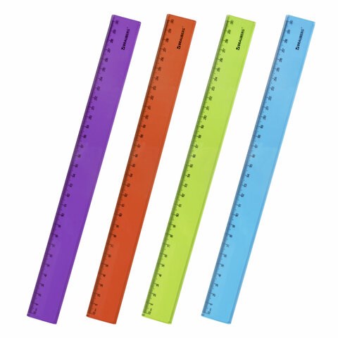 Линейка пластиковая 30 см BRAUBERG "FRUITY", тонированная, ассорти, 210767 210767