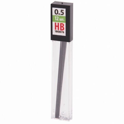Грифели запасные 0,5 мм, HB, STAFF "EVERYDAY" MPL-876, КОМПЛЕКТ 12 шт., 180876 180876