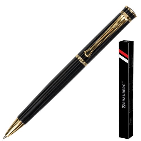 Ручка подарочная шариковая BRAUBERG "Perfect Black", корпус черный, узел 1 мм, линия письма 0,7 мм, синяя, 141416 141416
