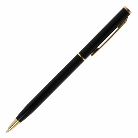 Ручка подарочная шариковая BRAUBERG "Slim Black", корпус черный, узел 1 мм, линия письма 0,7 мм, синяя, 141402 141402