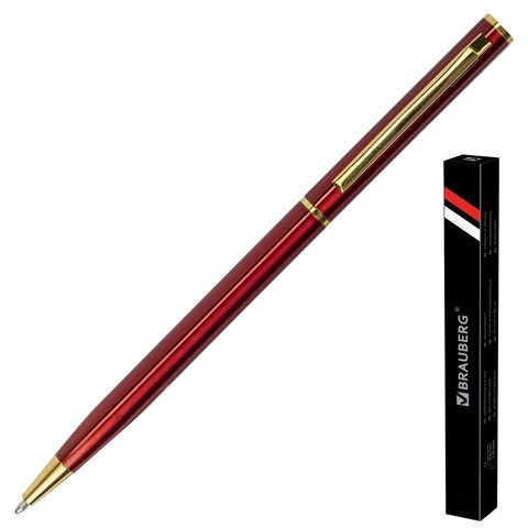 Ручка подарочная шариковая BRAUBERG "Slim Burgundy", корпус бордо, узел 1 мм, линия письма 0,7 мм, синяя, 141403 141403
