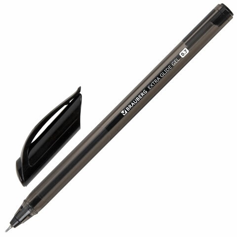 Ручка гелевая BRAUBERG "Extra Glide Gel", ЧЕРНАЯ, трехгранная, игольчатый наконечник 0,7 мм, линия 0,5 мм, 144077 144077