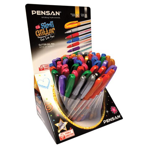 Ручка гелевая PENSAN "Glitter Gel", АССОРТИ, чернила с блестками, узел 1 мм, линия письма 0,5 мм, дисплей, 2280/S60 143394