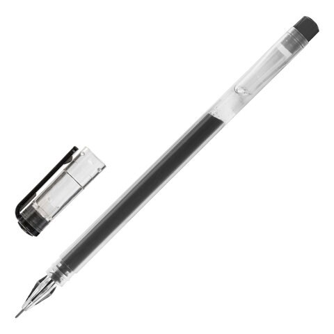Ручка гелевая STAFF "Basic" GP-675, ЧЕРНАЯ, длина письма 1000 м, игольчатый узел 0,5 мм, линия письма 0,35 мм, 143675 143675
