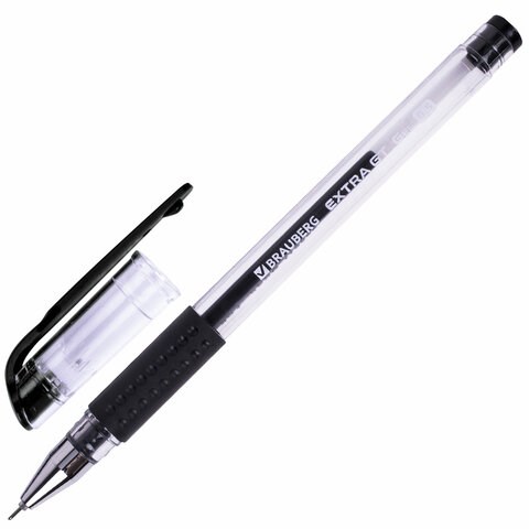 Ручка гелевая с грипом BRAUBERG "EXTRA GT NEEDLE", ЧЕРНАЯ, игольчатый узел 0,5 мм, линия 0,35 мм, 143918 143918