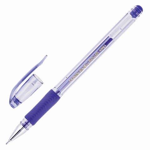 Ручка гелевая с грипом CROWN "Hi-Jell Needle Grip", СИНЯЯ, узел 0,7 мм, линия письма 0,5 мм, HJR-500RNB 143063