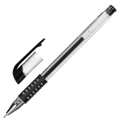 Ручка гелевая с грипом STAFF "Basic Needle" GP-679, ЧЕРНАЯ, игольчатый узел 0,5 мм, линия письма 0,35 мм, 143679 143679
