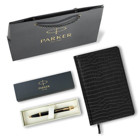 Ручка шариковая PARKER "IM Core Black Lacquer GT", ежедневник А5 черный, пакет, 880899 880899