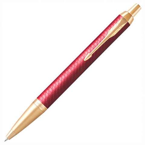 Ручка шариковая PARKER "IM Premium Red GT", корпус красный лак, позолоченные детали, синяя, 2143644 143857