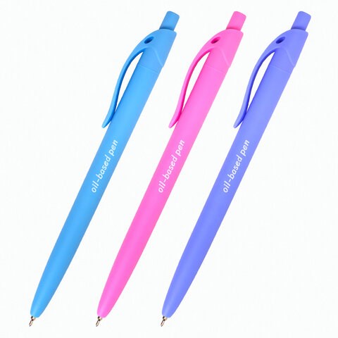 Ручка шариковая масляная автоматическая BRAUBERG "FRUITY Pastel", СИНЯЯ, корпус soft-touch, узел 0,7 мм, линия письма 0,35 мм, 142959, OBPR323 142959