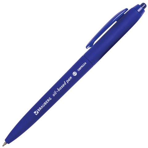 Ручка шариковая масляная автоматическая BRAUBERG "Sky Blue", СИНЯЯ, soft-touch, узел 0,7 мм, линия письма 0,35 мм, 142946 142946