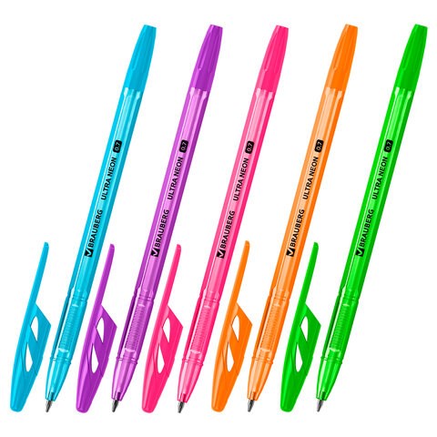 Ручка шариковая BRAUBERG "ULTRA NEON", СИНЯЯ, узел 0,7 мм, чернила ГЕРМАНИЯ, наконечник ШВЕЙЦАРИЯ, 143566 143566