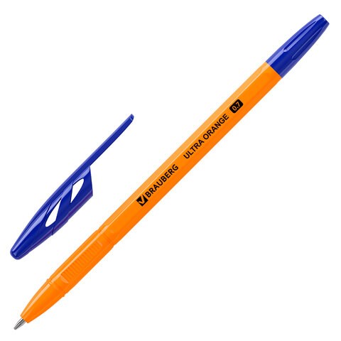 Ручка шариковая BRAUBERG "ULTRA ORANGE", СИНЯЯ, узел 0,7 мм, чернила ГЕРМАНИЯ, наконечник ШВЕЙЦАРИЯ, 143562 143562