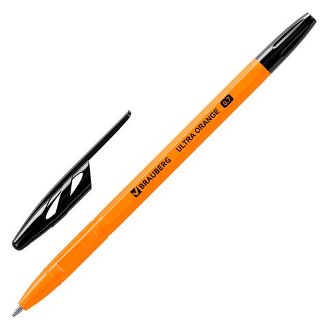 Ручка шариковая BRAUBERG "ULTRA ORANGE", ЧЕРНАЯ, узел 0,7 мм, чернила ГЕРМАНИЯ, наконечник ШВЕЙЦАРИЯ, 143563 143563