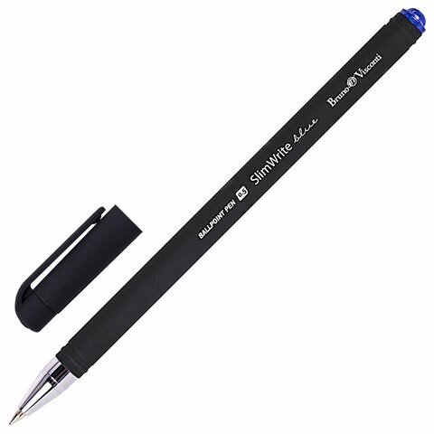 Ручка шариковая BRUNO VISCONTI "SlimWrite", "Black", СИНЯЯ, корпус черный, узел 0,5 мм, линия письма 0,3 мм, 20-0009 142911